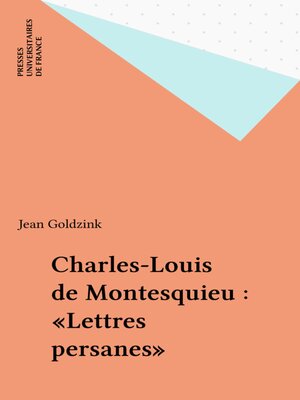 cover image of Charles-Louis de Montesquieu